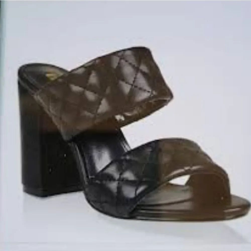 BRAND NEW ROUGE HELUIM HIGH HEEL BLOCK SLIDE ROUND TOE WOMEN"S SANDAL